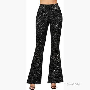 High Waisted Sparkle Flare Leggings Party Pants Night Out